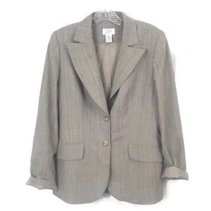 LOFT WOOL BLEND PLAID LIGHT PINK STRIPE BLAZER